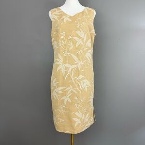 Talbots Women's Size 12 Petite Dress Cream Beige Floral Linen Silk Blend